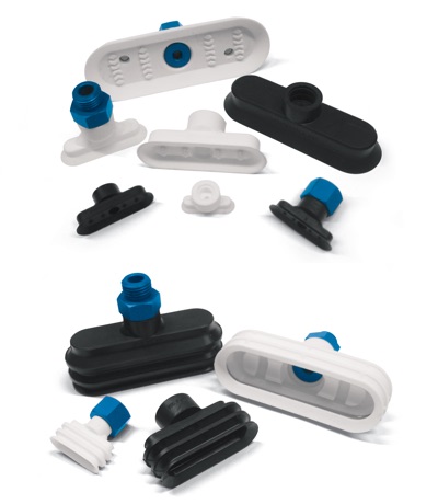 Flat and bellow elliptical suction cups with relative supports
