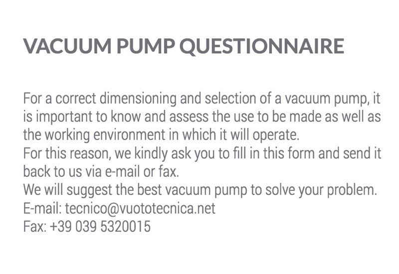 Vacuum pump questionnaire