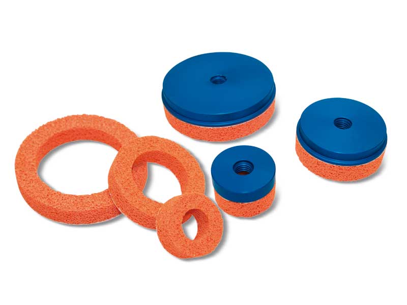 Round flat foam rubber vacuum cups with supports