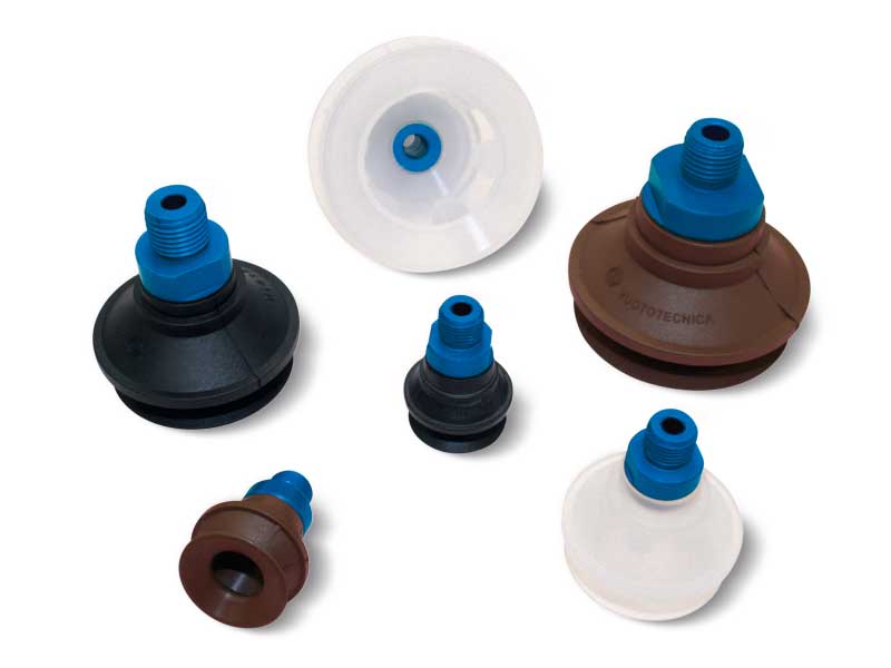 Reinforced bellow vacuum cups with male and female supports