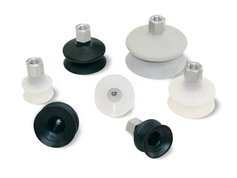Vacuum cups with one bellow and with vulcanised support
