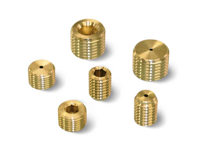 Threaded grub screw with calibrated hole - reductions